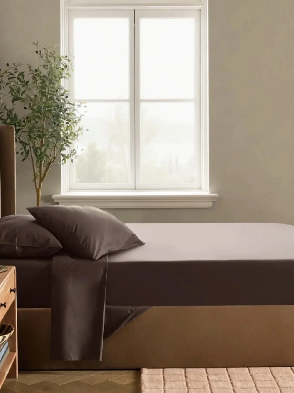 Set of 2 Organic Cotton Percale Pillowcases standard espresso brown